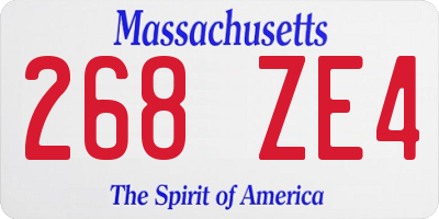 MA license plate 268ZE4