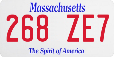 MA license plate 268ZE7