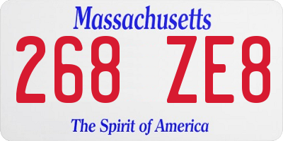 MA license plate 268ZE8
