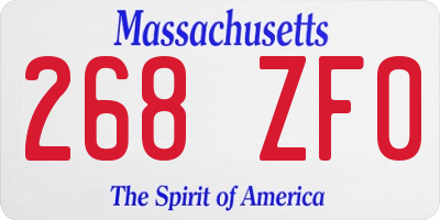 MA license plate 268ZF0