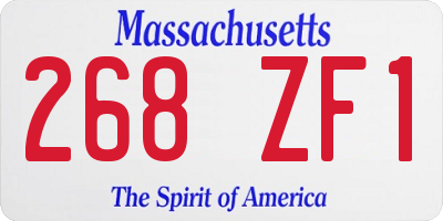 MA license plate 268ZF1