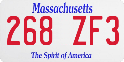 MA license plate 268ZF3