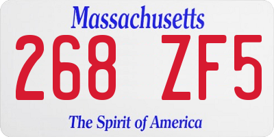 MA license plate 268ZF5