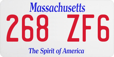 MA license plate 268ZF6