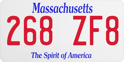 MA license plate 268ZF8