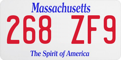 MA license plate 268ZF9