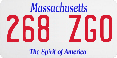 MA license plate 268ZG0