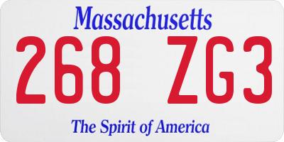 MA license plate 268ZG3