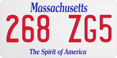 MA license plate 268ZG5
