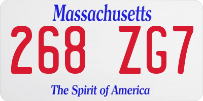 MA license plate 268ZG7