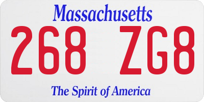 MA license plate 268ZG8