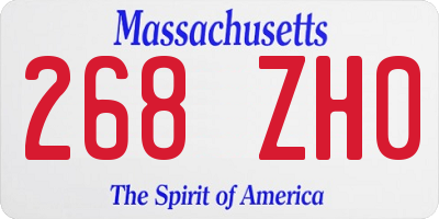 MA license plate 268ZH0
