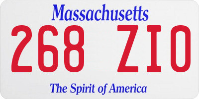 MA license plate 268ZI0