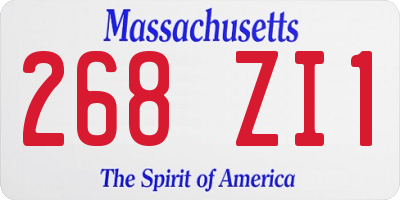 MA license plate 268ZI1