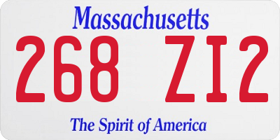 MA license plate 268ZI2