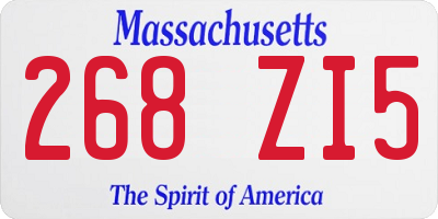 MA license plate 268ZI5