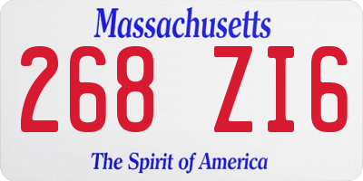MA license plate 268ZI6