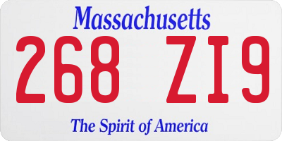 MA license plate 268ZI9