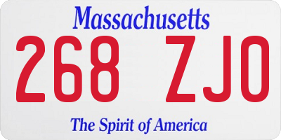 MA license plate 268ZJ0