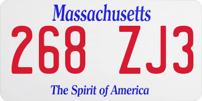 MA license plate 268ZJ3