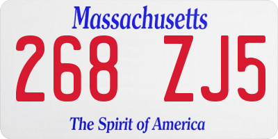 MA license plate 268ZJ5