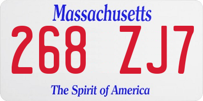 MA license plate 268ZJ7
