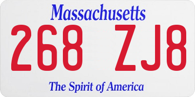 MA license plate 268ZJ8