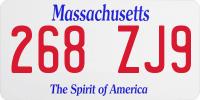 MA license plate 268ZJ9