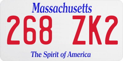 MA license plate 268ZK2