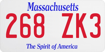 MA license plate 268ZK3
