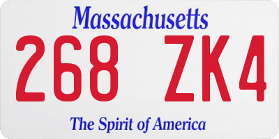 MA license plate 268ZK4