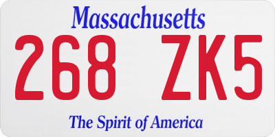 MA license plate 268ZK5