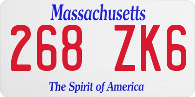 MA license plate 268ZK6