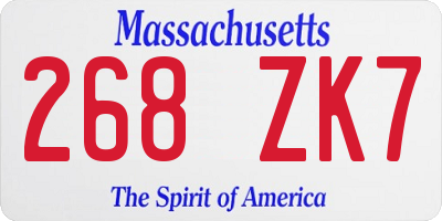 MA license plate 268ZK7