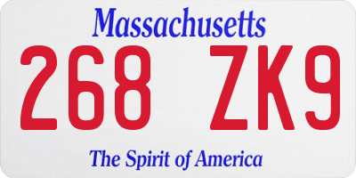 MA license plate 268ZK9
