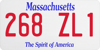 MA license plate 268ZL1