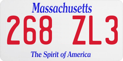 MA license plate 268ZL3