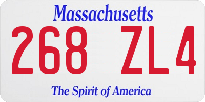 MA license plate 268ZL4