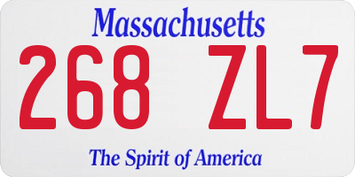 MA license plate 268ZL7