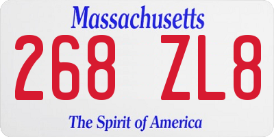 MA license plate 268ZL8