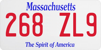 MA license plate 268ZL9