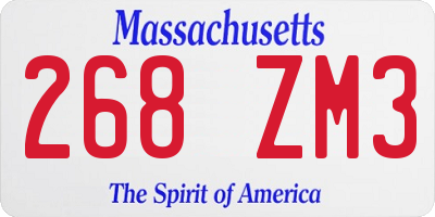 MA license plate 268ZM3