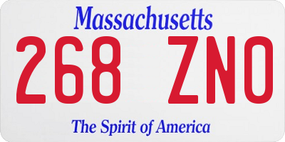 MA license plate 268ZN0