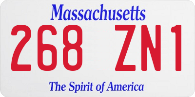 MA license plate 268ZN1