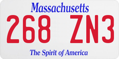 MA license plate 268ZN3