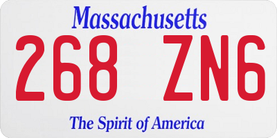 MA license plate 268ZN6
