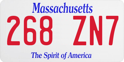 MA license plate 268ZN7