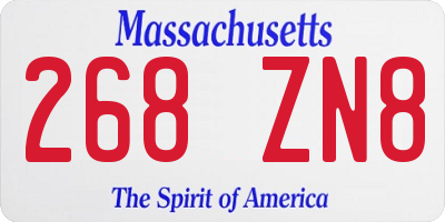 MA license plate 268ZN8