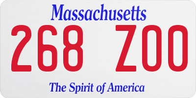 MA license plate 268ZO0