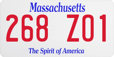 MA license plate 268ZO1